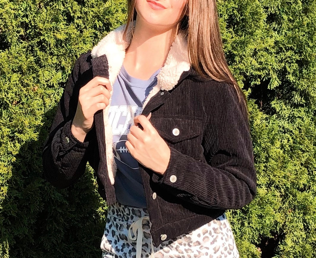 Cozy Next To You Corduroy Jacket With Fur Silver Line Boutique
