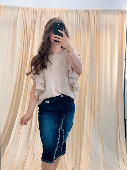 Cloud Bound,  Ruffle Sleeve Blouse