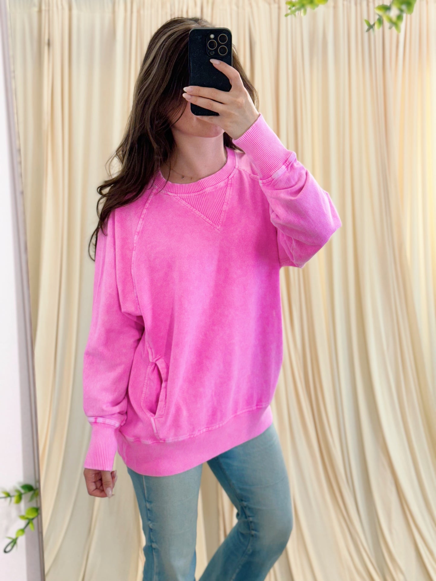Pink Ember, Crewneck with Pockets