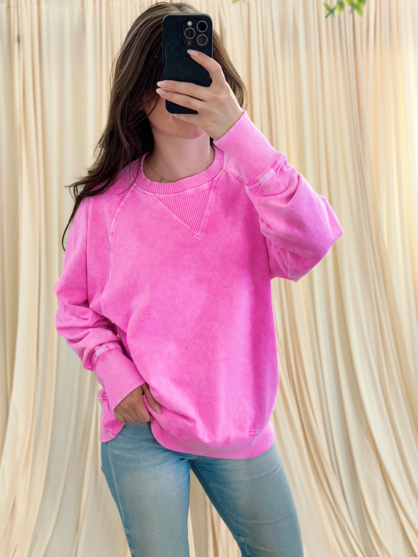 Pink Ember, Crewneck with Pockets