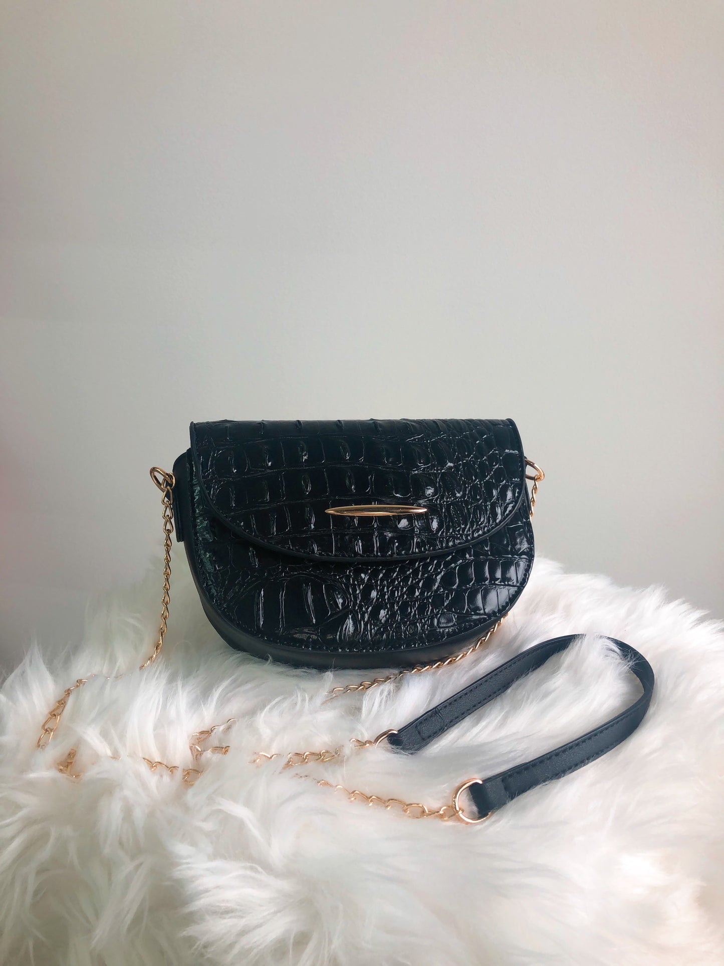 Rainy Day - Onyx Crocodile Mini Purse