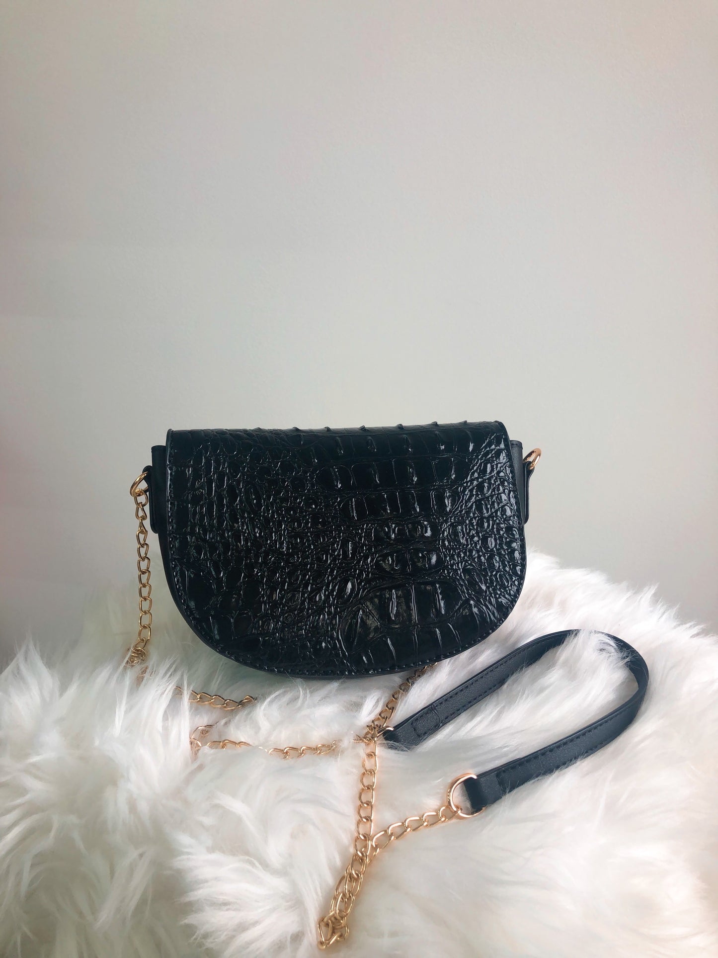 Rainy Day - Onyx Crocodile Mini Purse