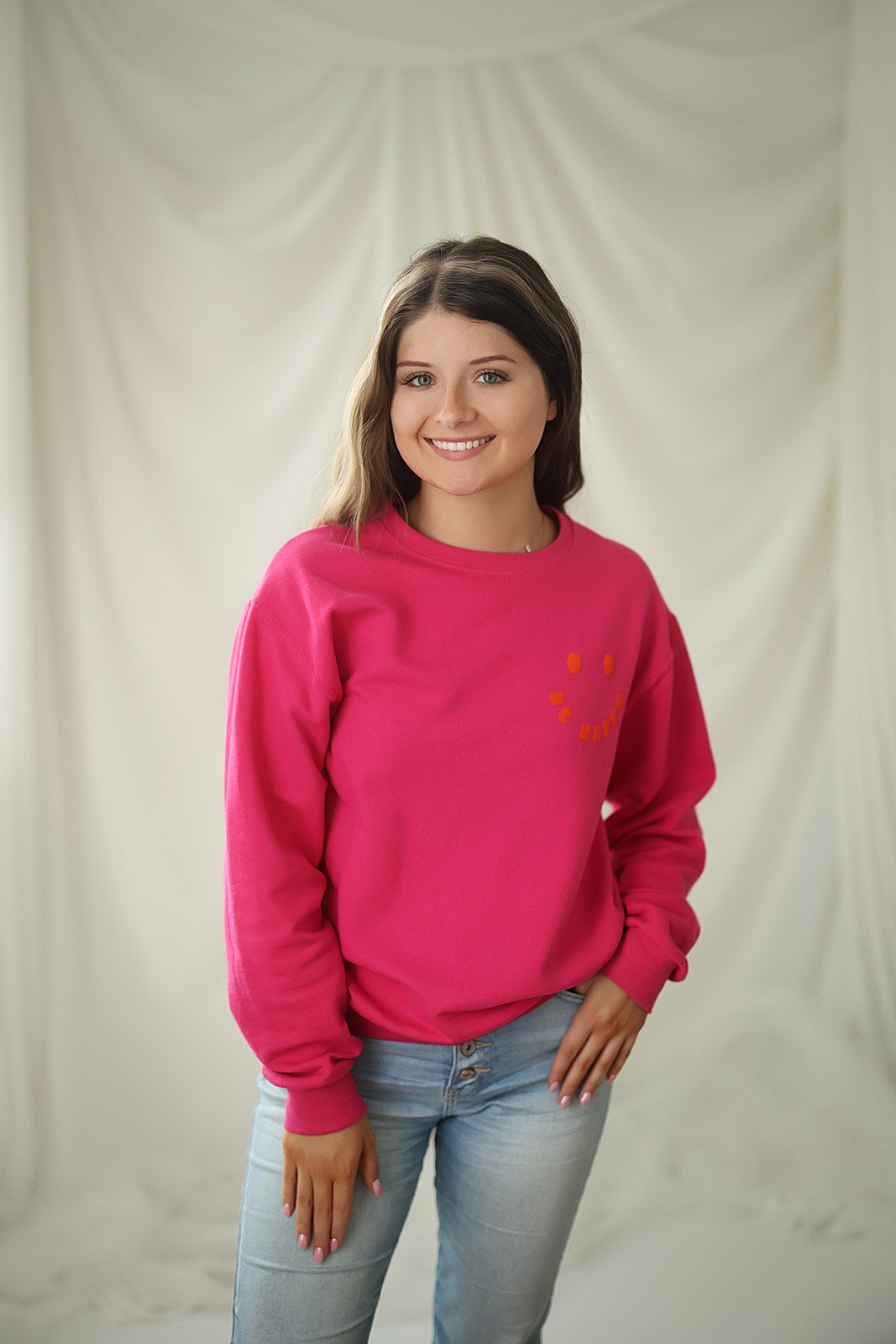 (Puffer) Be Happy, Smilie Crewneck