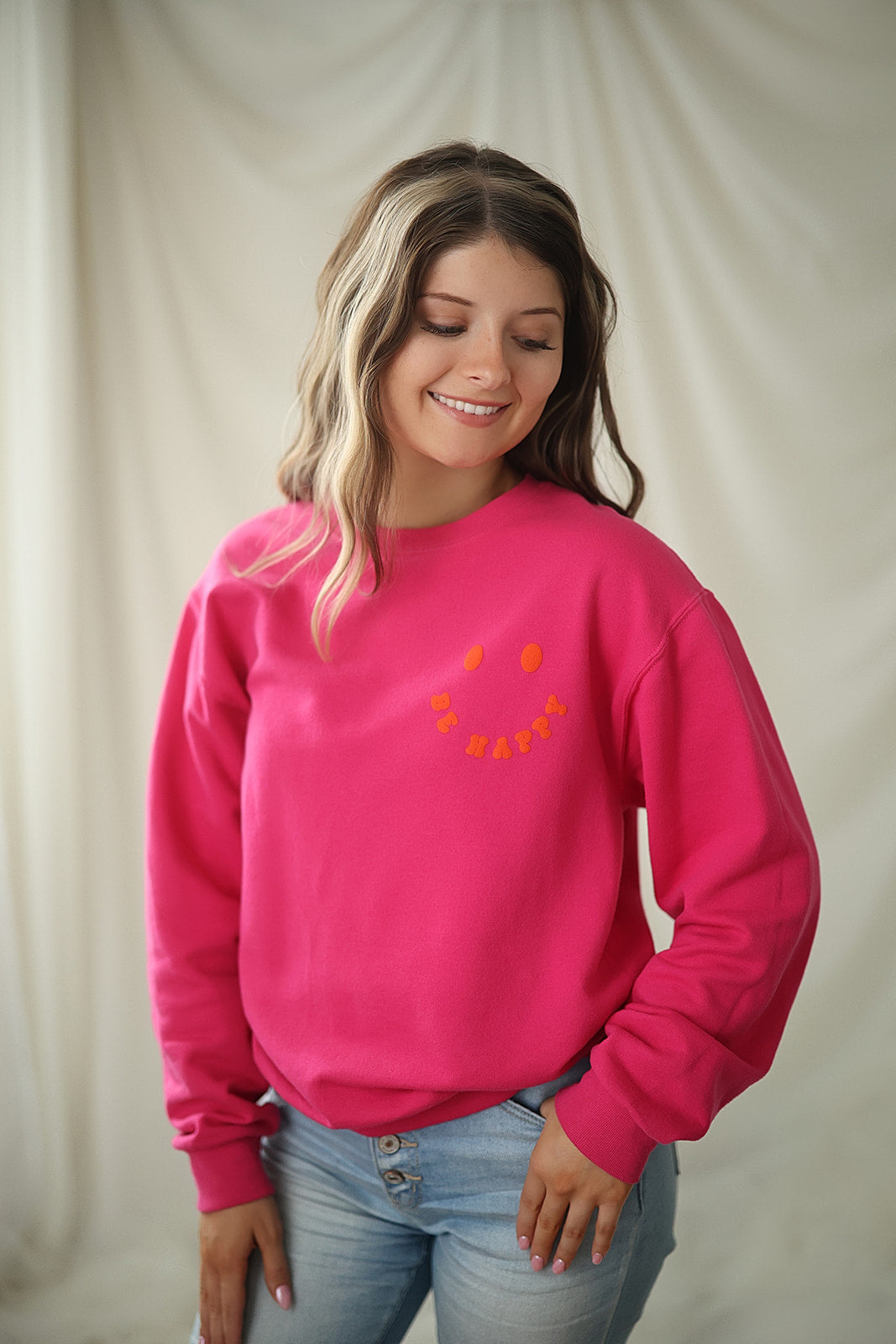 (Puffer) Be Happy, Smilie Crewneck