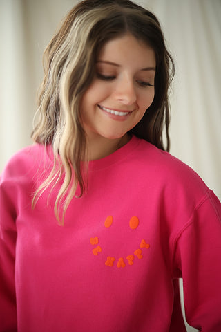 (Puffer) Be Happy, Smilie Crewneck