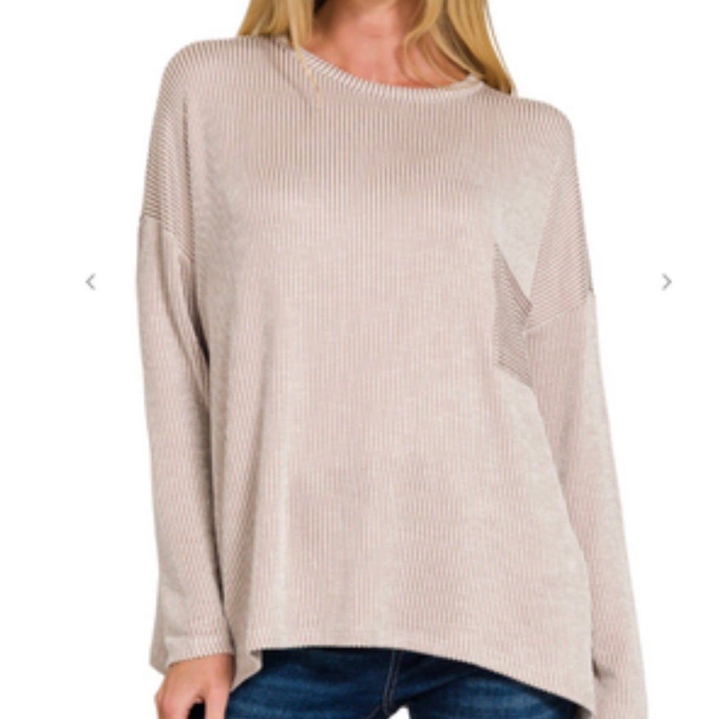 Cream + Caramel, Stripe Top (Pink Friday door buster)