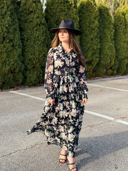 Carefree, Floral Chiffon Maxi Dress
