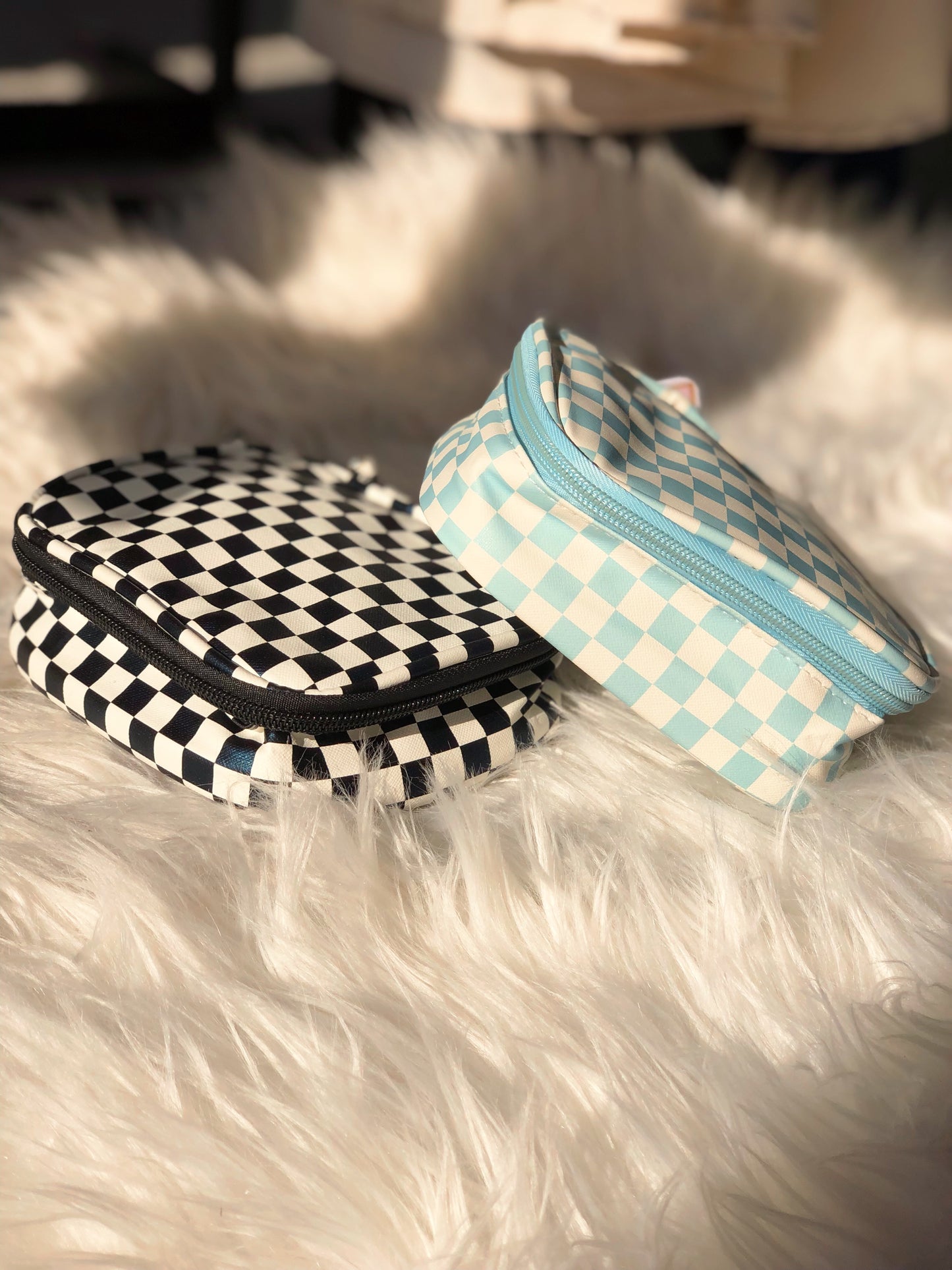 Checkered Cosmetic Bags
