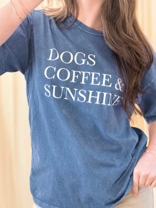 Dogs, coffee, & sunshine tee