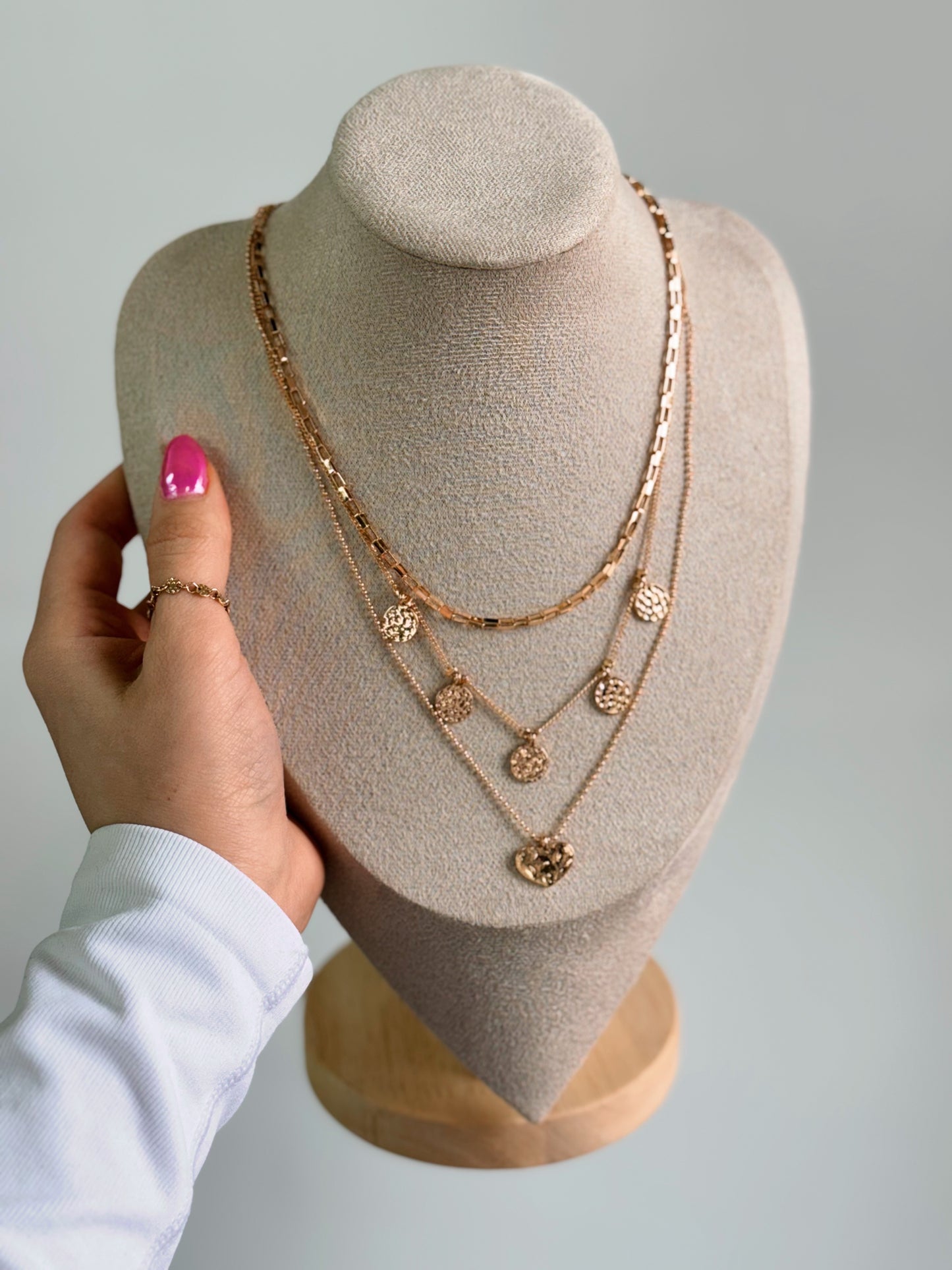3 layer necklace coin charm