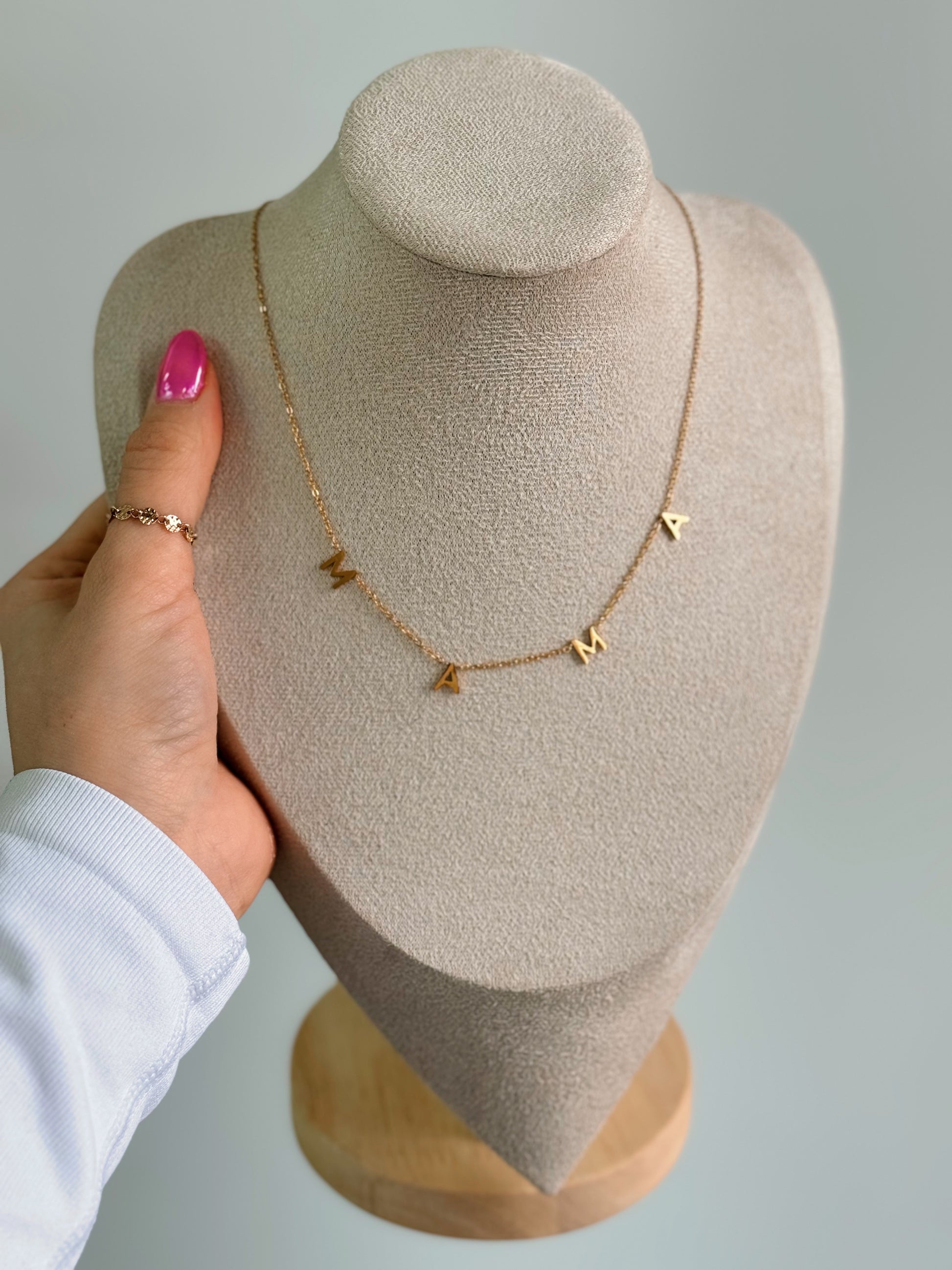 gold and silver mama necklace