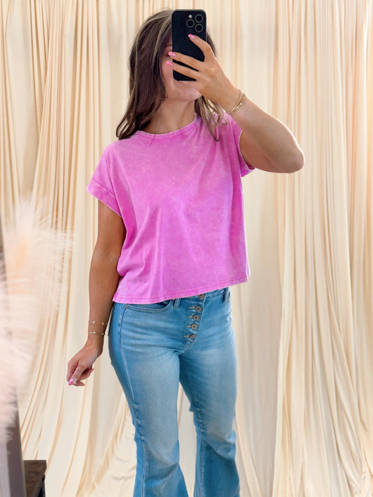 Cotton Candy- Cuffed Short Sleeve