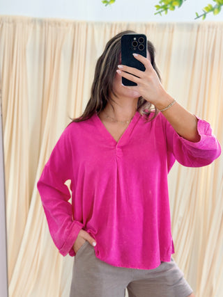 pink flowy v neck shirt blouse
