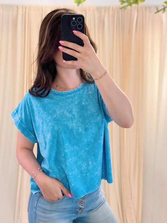 blue short sleeve t-shirt 