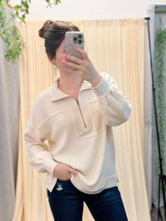 Beige half zip up