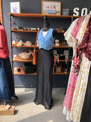 Admirable - Black Pencil Maxi Skirt - Silver Line Boutique