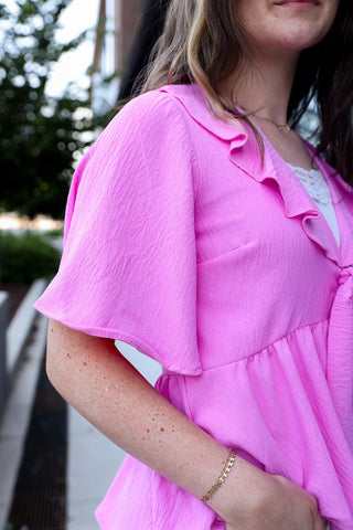 Babe in Bloom, Pink Blouse - Silver Line Boutique