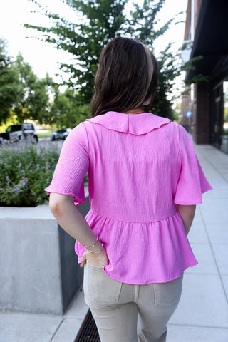 Babe in Bloom, Pink Blouse - Silver Line Boutique