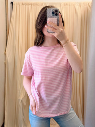 Blush & Bloom, Stripe Tee - Silver Line Boutique