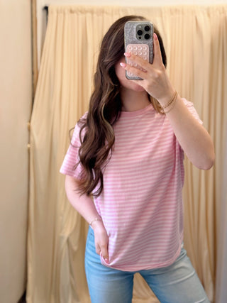 Blush & Bloom, Stripe Tee - Silver Line Boutique