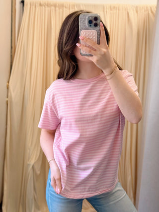Blush & Bloom, Stripe Tee - Silver Line Boutique