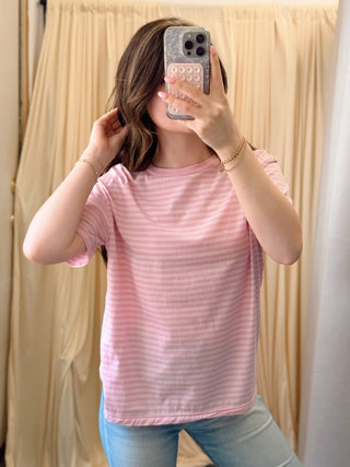 Blush & Bloom, Stripe Tee - Silver Line Boutique