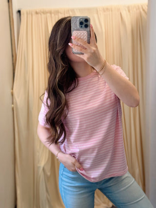 Blush & Bloom, Stripe Tee - Silver Line Boutique