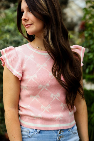 Blush & Bows Knit - Silver Line Boutique