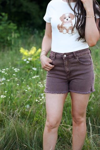 Cocoa Cutoff Shorts - Silver Line Boutique