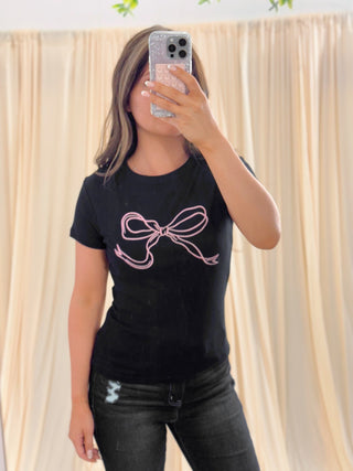 Coquette Bow, Tee - Silver Line Boutique