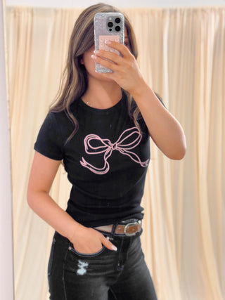 Coquette Bow, Tee - Silver Line Boutique