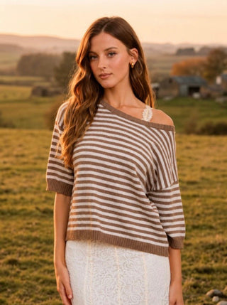 Cottage Stripe Knit Sweater - Silver Line Boutique