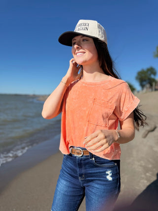 Cotton Candy - Cuffed Short Sleeve Top - Silver Line Boutique