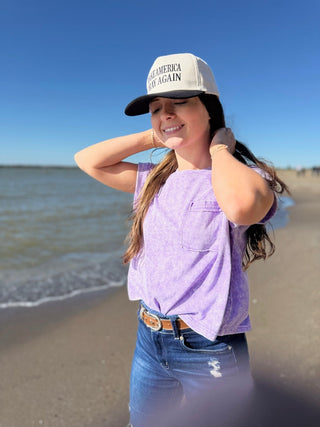 Cotton Candy - Cuffed Short Sleeve Top - Silver Line Boutique