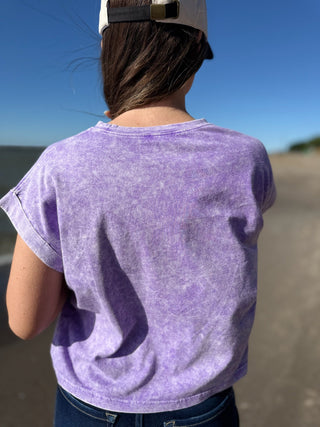 Cotton Candy - Cuffed Short Sleeve Top - Silver Line Boutique