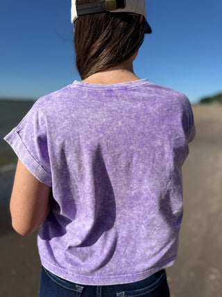 Cotton Candy - Cuffed Short Sleeve Top - Silver Line Boutique
