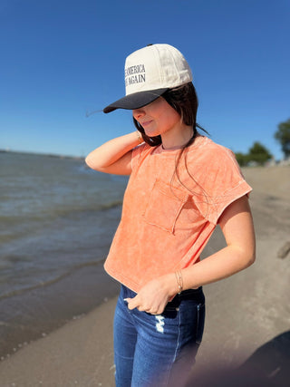 Cotton Candy - Cuffed Short Sleeve Top - Silver Line Boutique