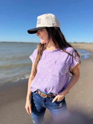 Cotton Candy - Cuffed Short Sleeve Top - Silver Line Boutique