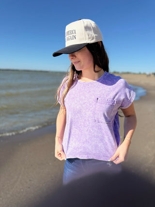 Cotton Candy - Cuffed Short Sleeve Top - Silver Line Boutique