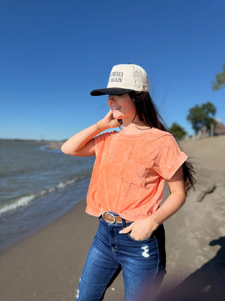 Cotton Candy - Cuffed Short Sleeve Top - Silver Line Boutique