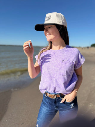 Cotton Candy - Cuffed Short Sleeve Top - Silver Line Boutique