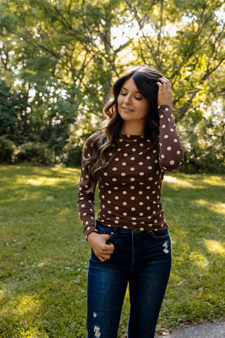 Darling Dot Boatneck Top - Silver Line Boutique