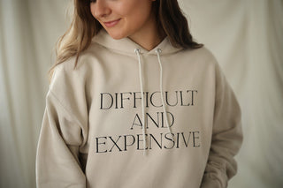 (Glitter) Difficult and Expensive, Hoodie - Silver Line Boutique