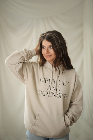 (Glitter) Difficult and Expensive, Hoodie - Silver Line Boutique