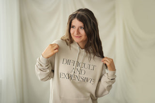 (Glitter) Difficult and Expensive, Hoodie - Silver Line Boutique