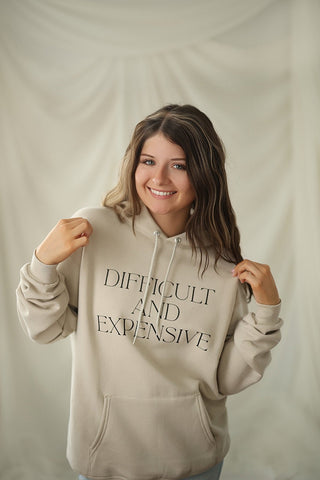 (Glitter) Difficult and Expensive, Hoodie - Silver Line Boutique