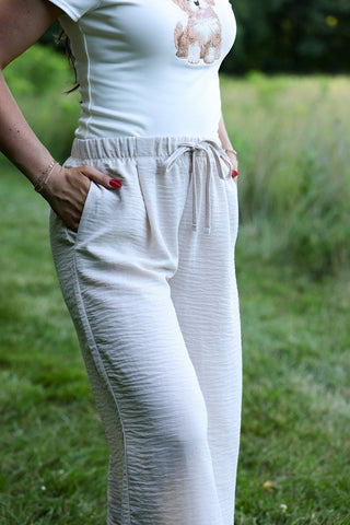 Wide leg, linen pants, drawstring | Harbor Linen Pants - Silver Line Boutique