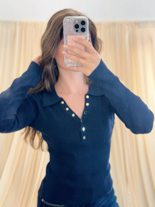 Harborview, Collared Top - Silver Line Boutique