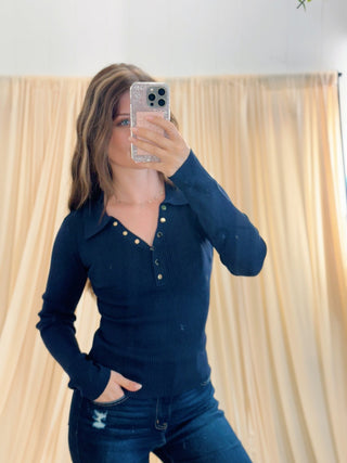 Harborview, Collared Top - Silver Line Boutique