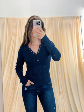 Harborview, Collared Top - Silver Line Boutique